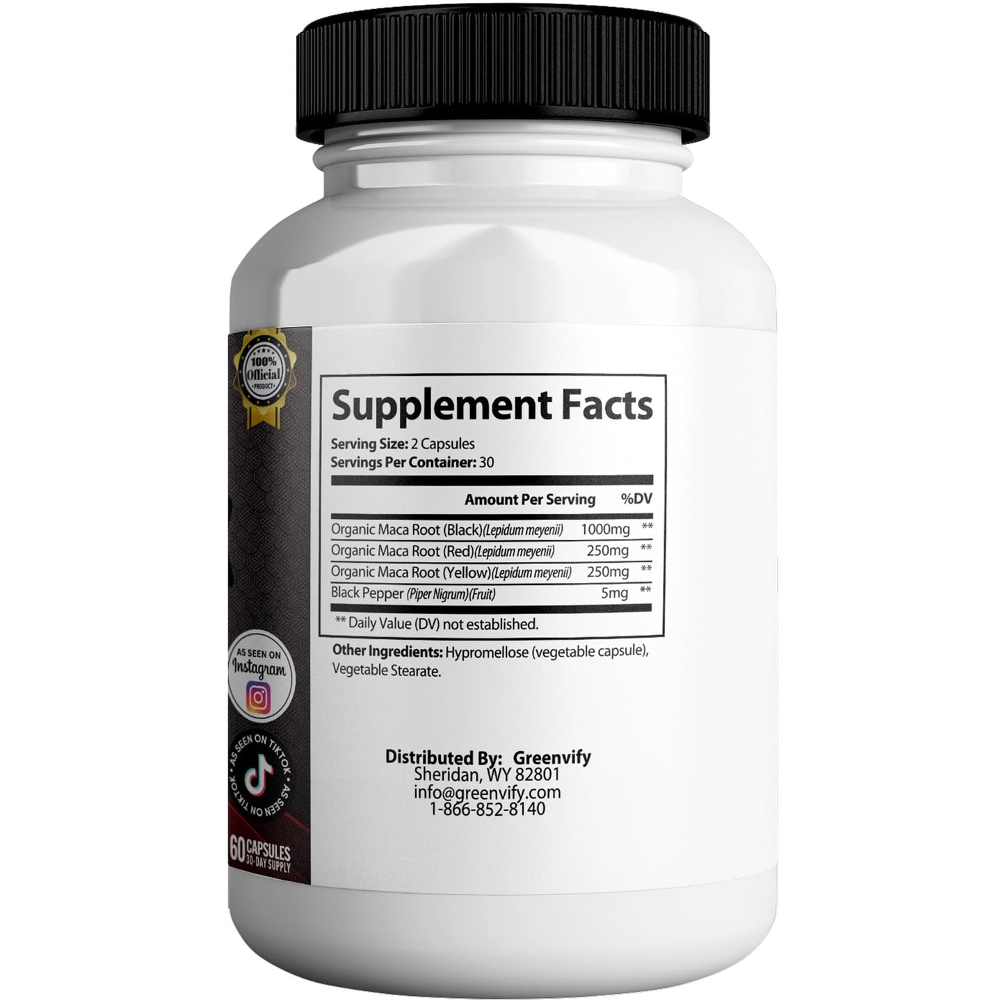 GREENVIFY SPARTAMAX XXXL Maca Root Dietary Supplement Capsule, 60 Capsules