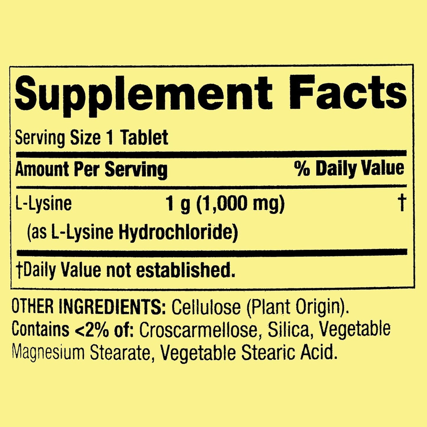 Generic L-Lysine 1000mg Tablets, 100 Count