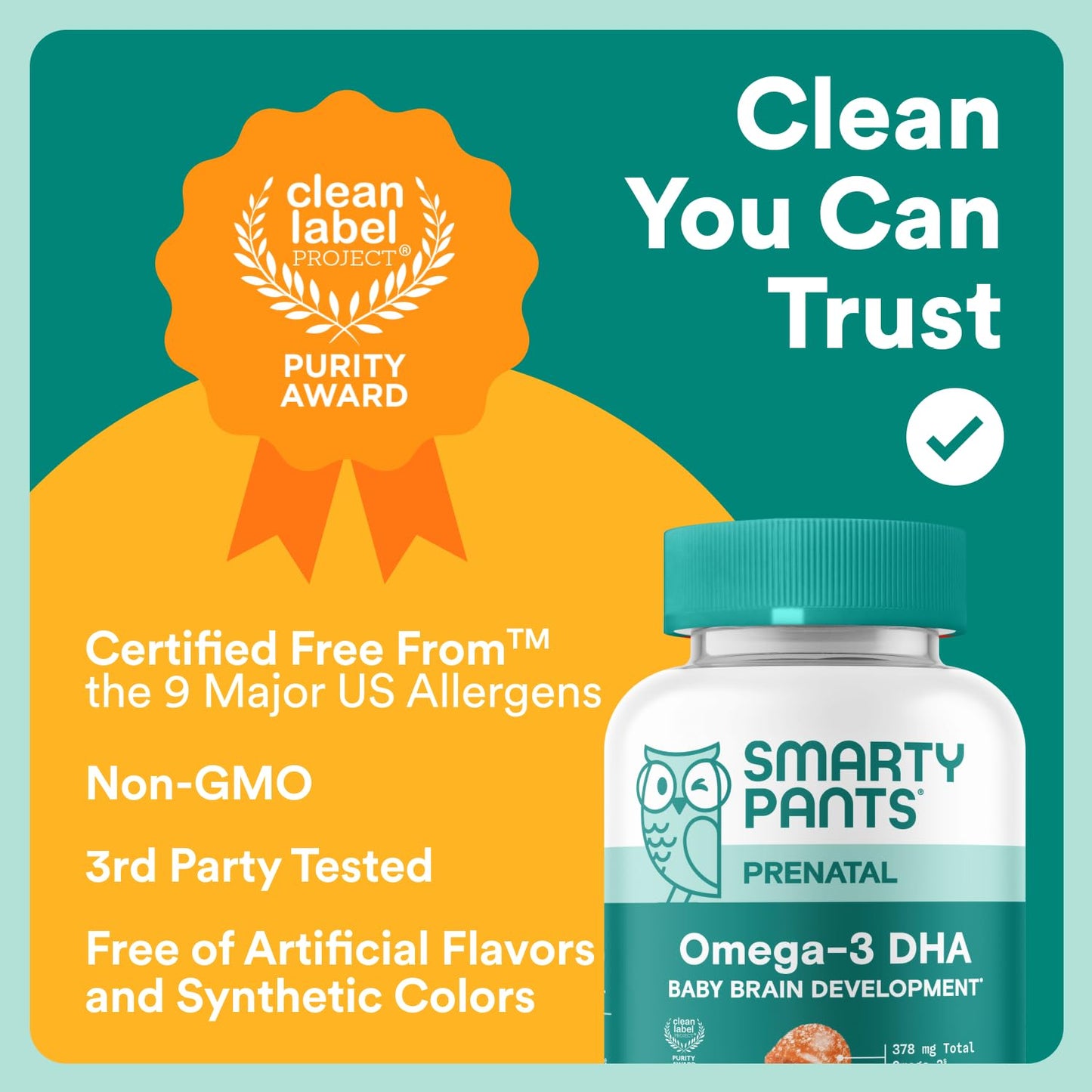 SmartyPants Prenatal Omega 3 DHA Gummies, 120 Gummies