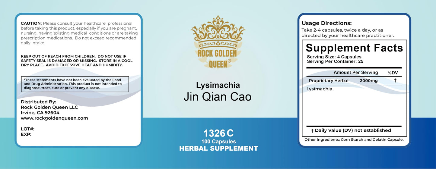 Rock Golden Queen Jin Qian Cao Gold Coin Grass Capsule 100 Capsules