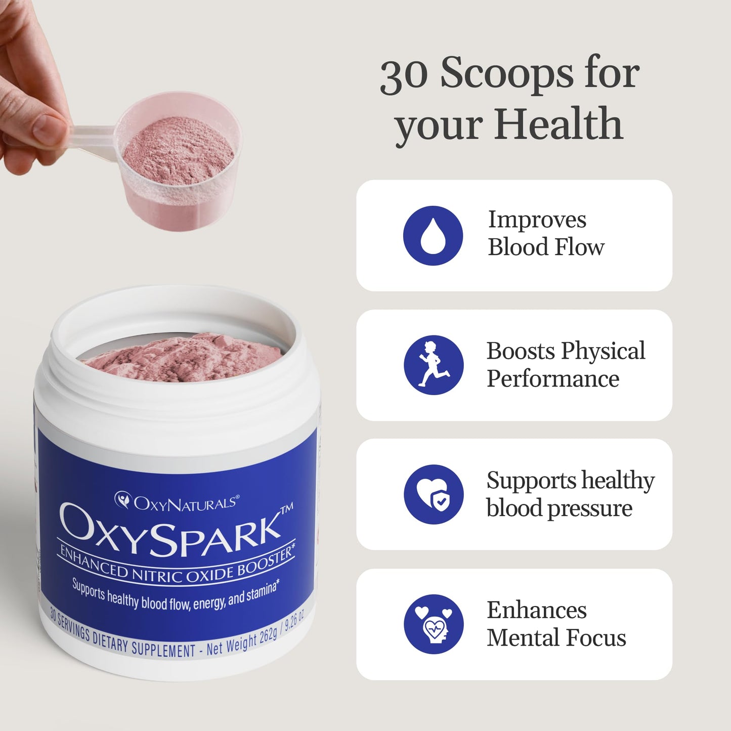 OxyNaturals OxySpark Nitric Oxide Supplement for Men & Women Powder, 9.24 Ounce