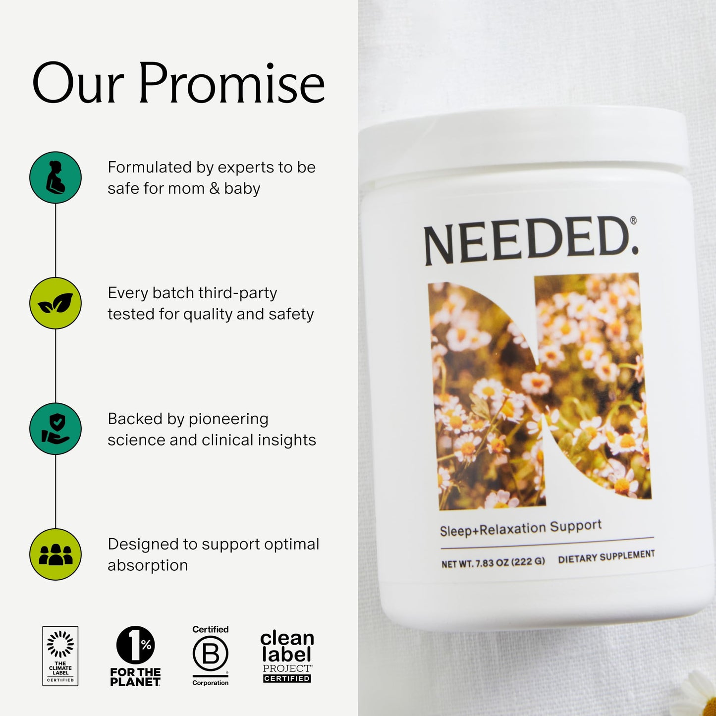 Needed. Sleep and Relaxation Support Chamomile & Magnesium Powder, 7.83 oz