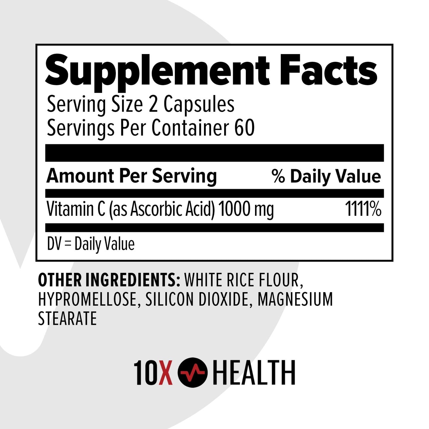 10X Health System Vitamin C 1000mg Capsule, 120 Capsules
