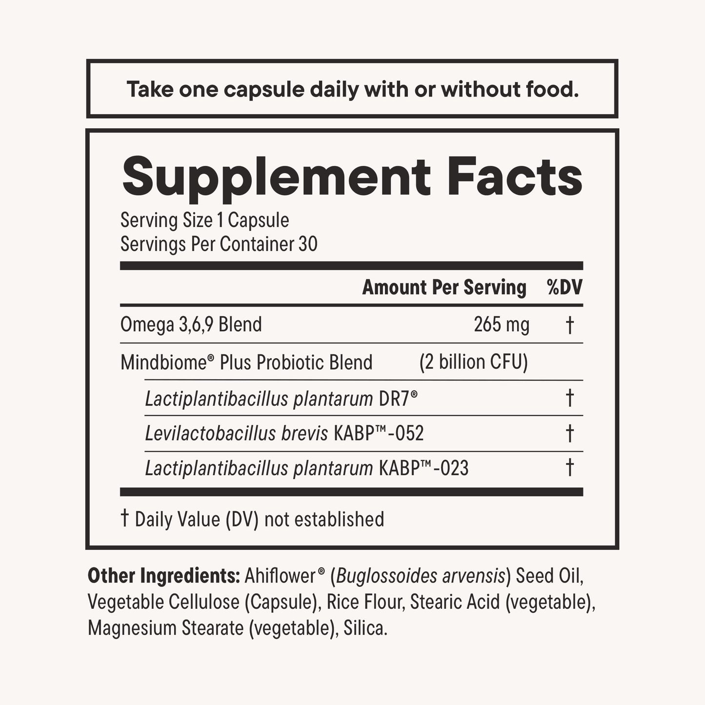 Daily Nouri Stress Support Probiotics for Women & Men Capsule, 30 Count