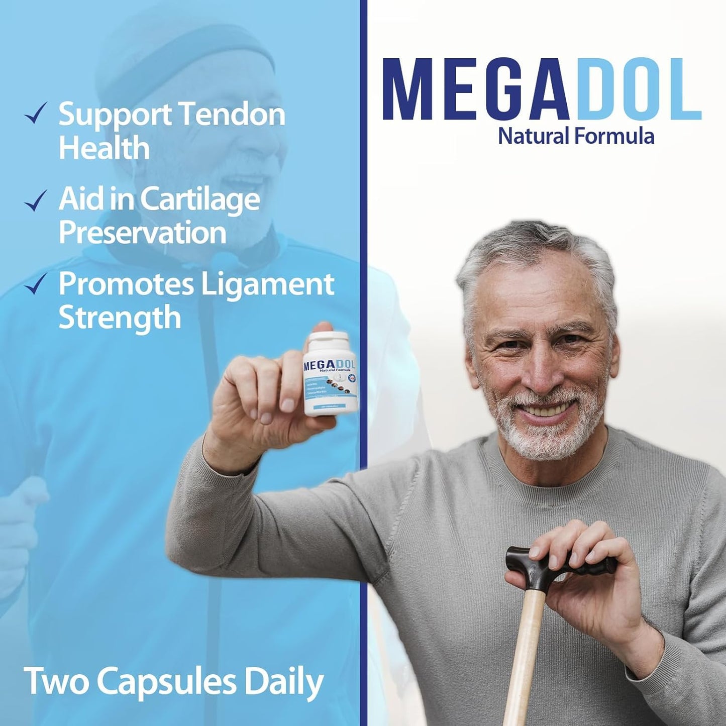 Xtreme Power Belt Megadol 100% Natural Glucosamine + Chondroitin + Collagen + MSM Capsules, 120 Capsules