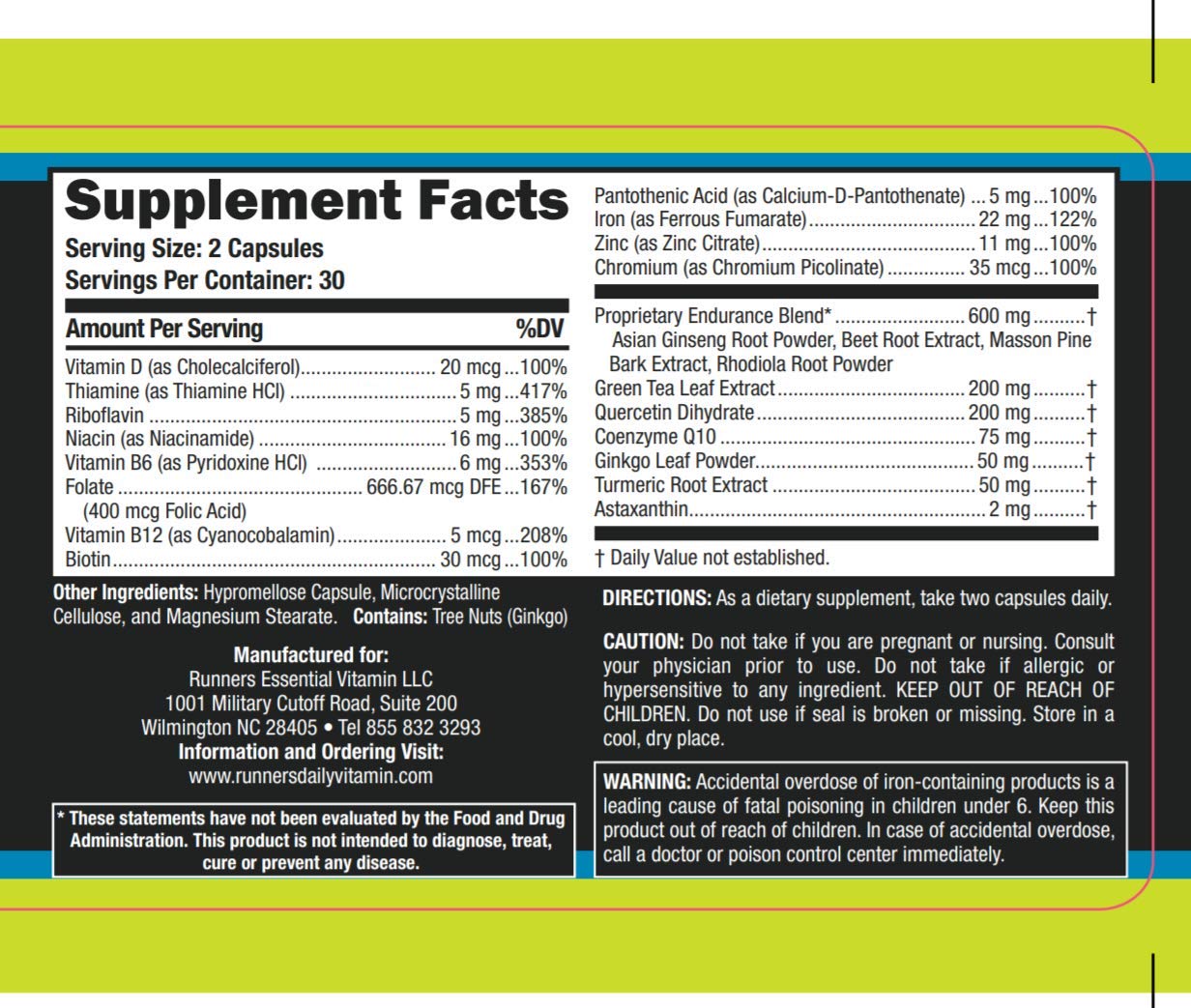 Without Limits Runners Essentials Daily Vitamin Formula Capsule 60 Capsules