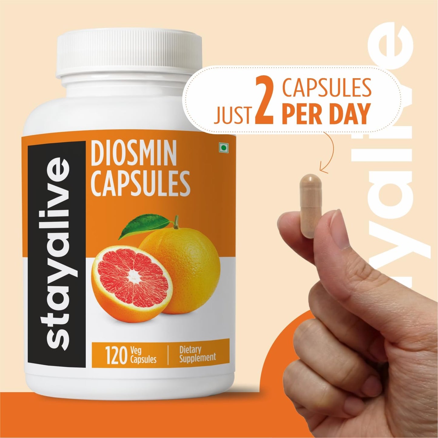 STAY ALIVE Pure Diosmin Complex 1000mg Formula Capsule, 120 Capsules
