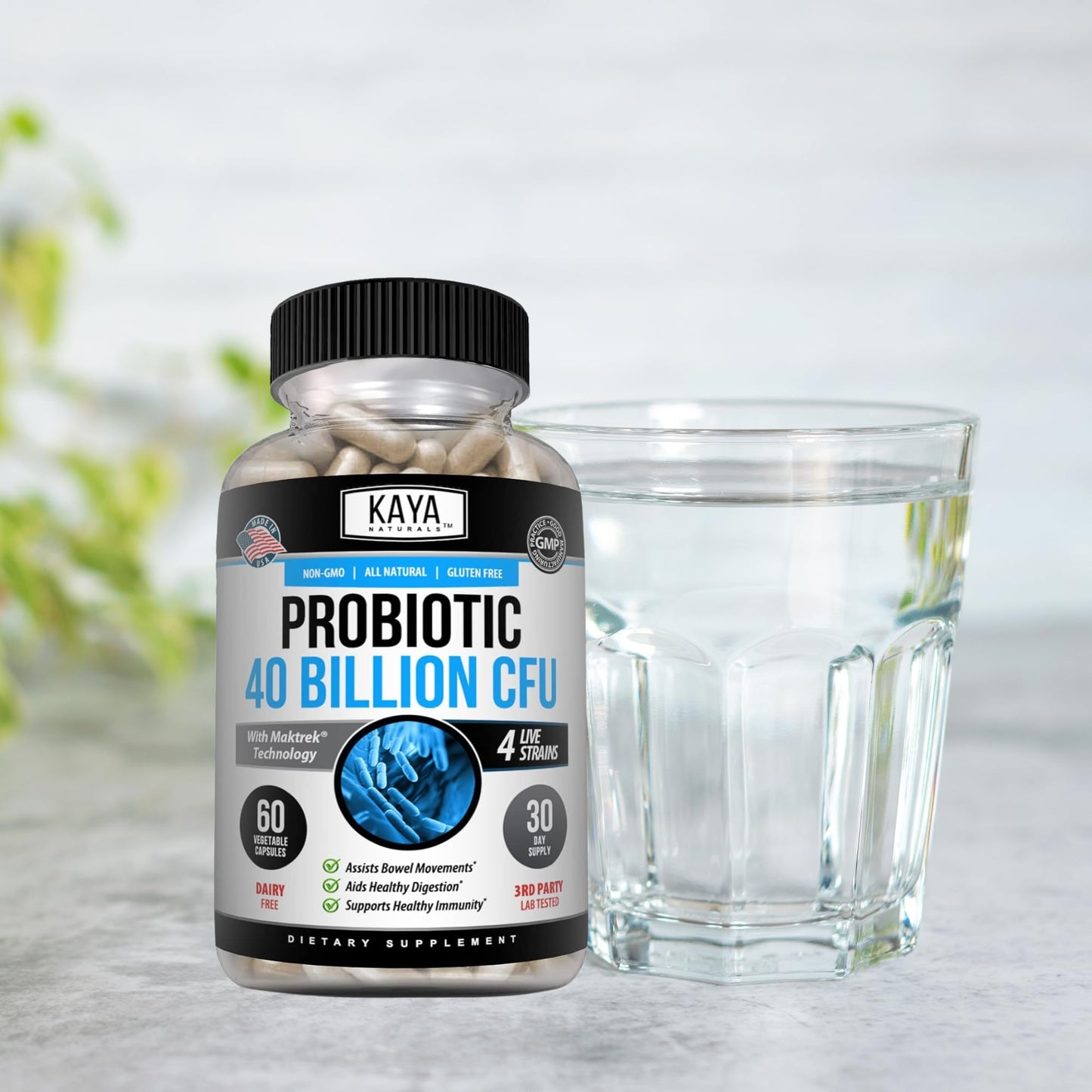 Kaya Naturals Probiotic 40 Billion CFU Capsule, 60 Vegetable Capsules