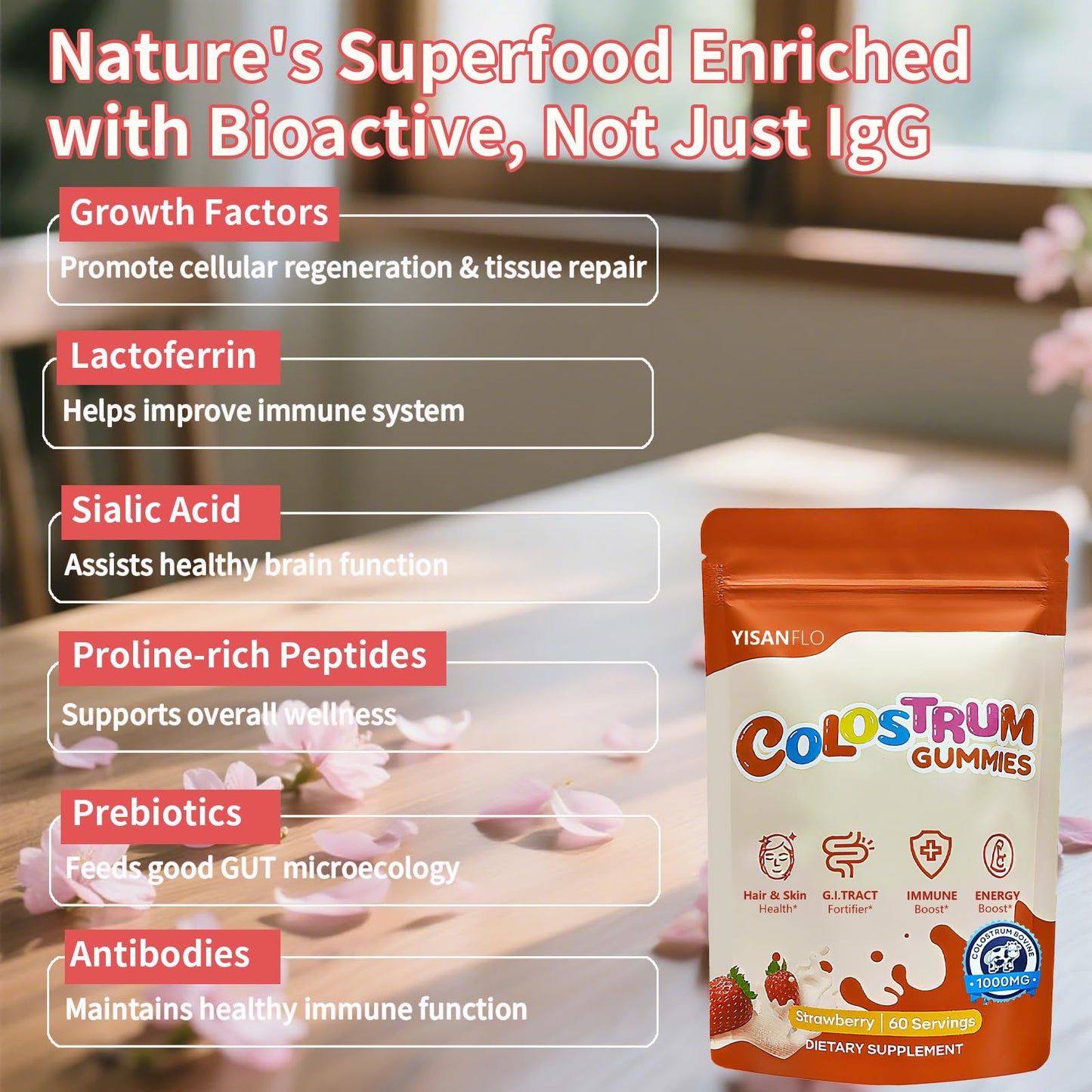 YISANFLO Colostrum Gummies 60 Count