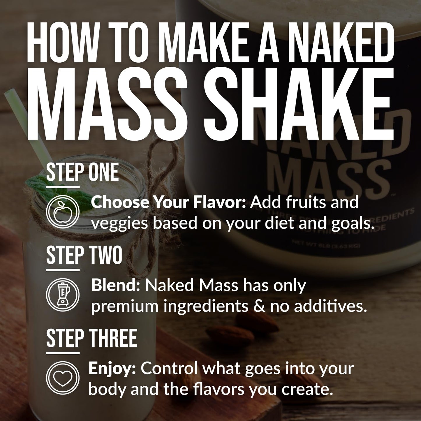 NAKED Strawberry Mass Weight Gainer Protein Powder, 128 Servings