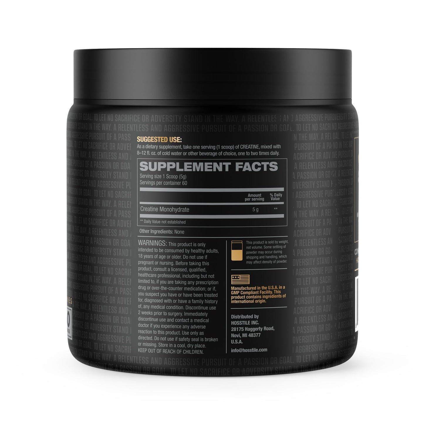 HOSSTILE Creatine Monohydrate Powder 10.6 Ounce