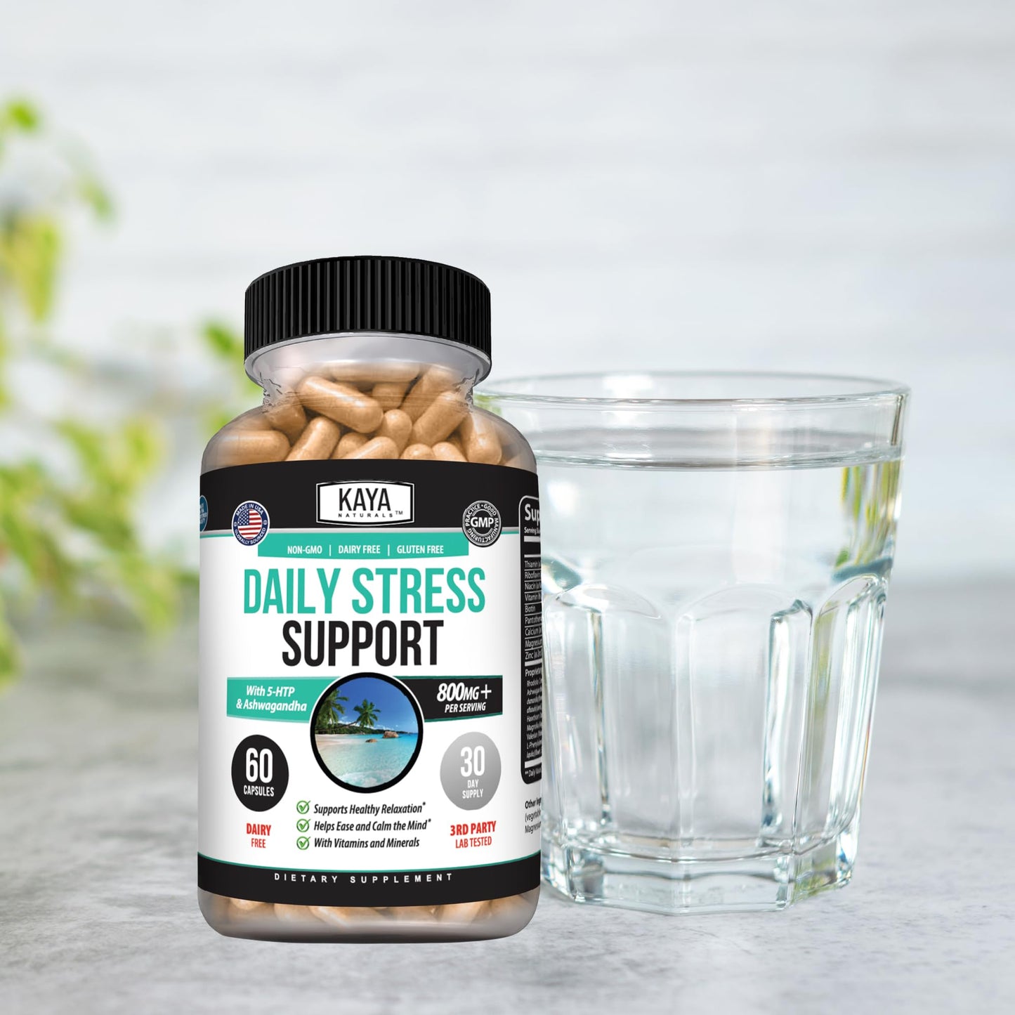 Kaya Naturals Natural Herbal Stress Support Vitamin Capsule 60 Capsules