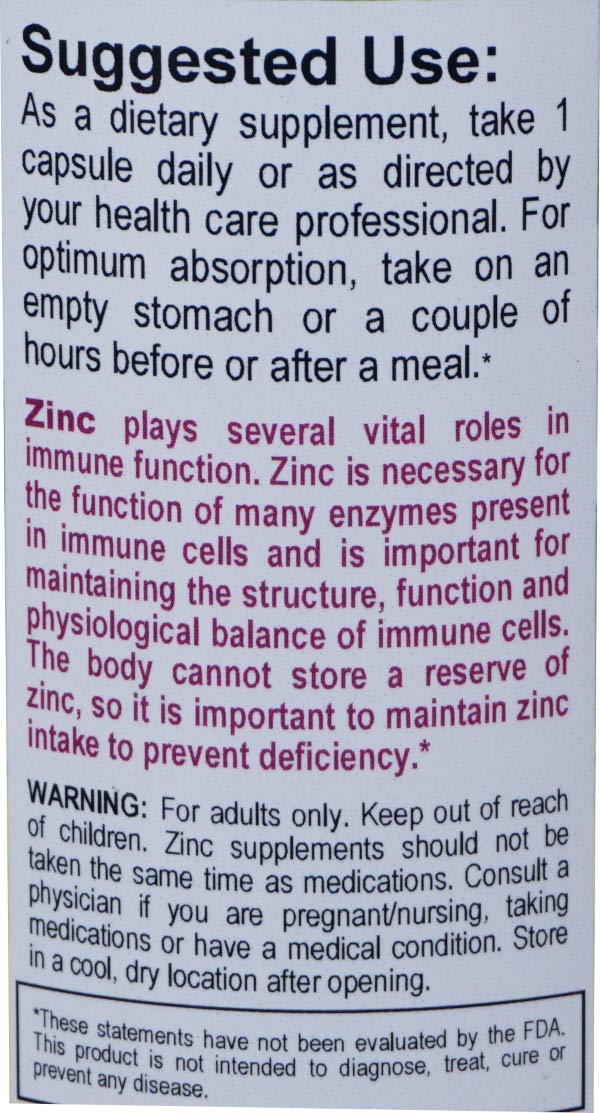 Vital Health Remedies ZINC Bisglycinate Chelate 50mg Immune Support High Absorption No Preservatives, Vegan Capsules, 90 Count