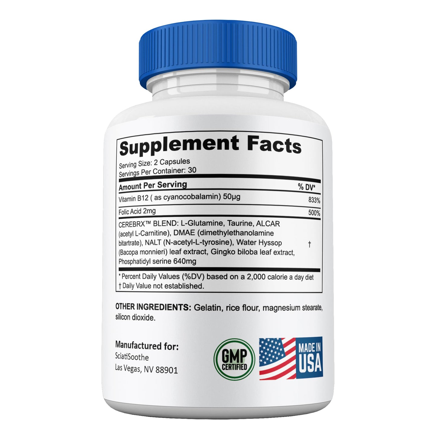 Gold Nutra SciatiSoothe All Natural Brain and Cognitive Supplement Capsules 3 Count