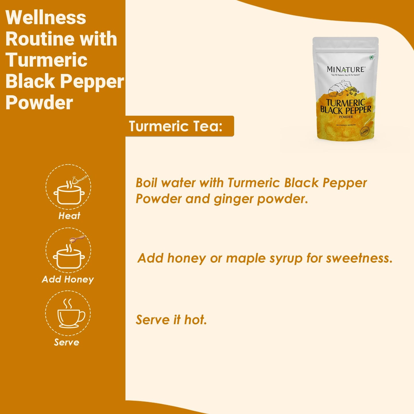 Minature Mi Nature Turmeric Powder with Black Pepper, 454 g