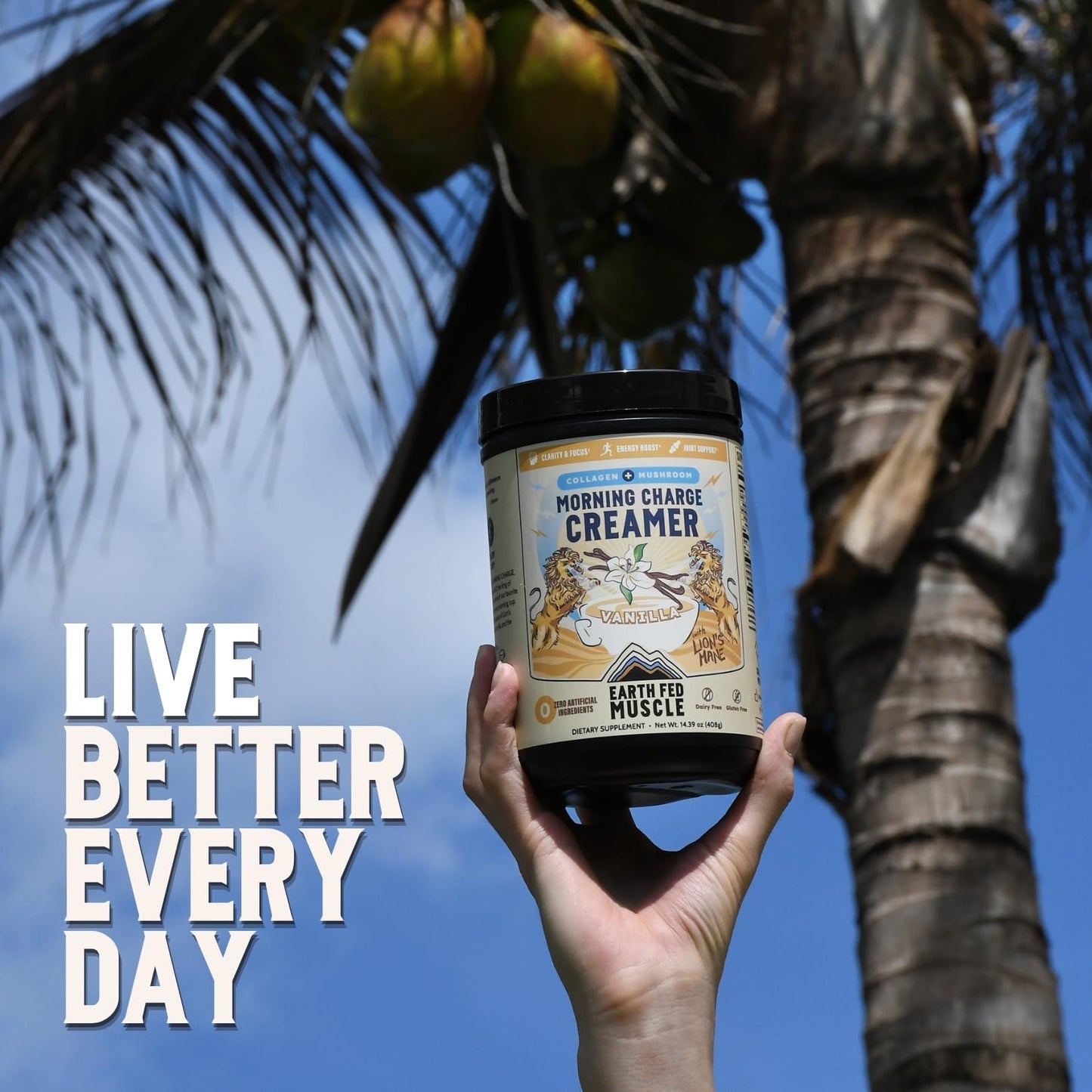 Earth Fed Muscle Vanilla Protein Coffee Creamer Powder 14.39 oz