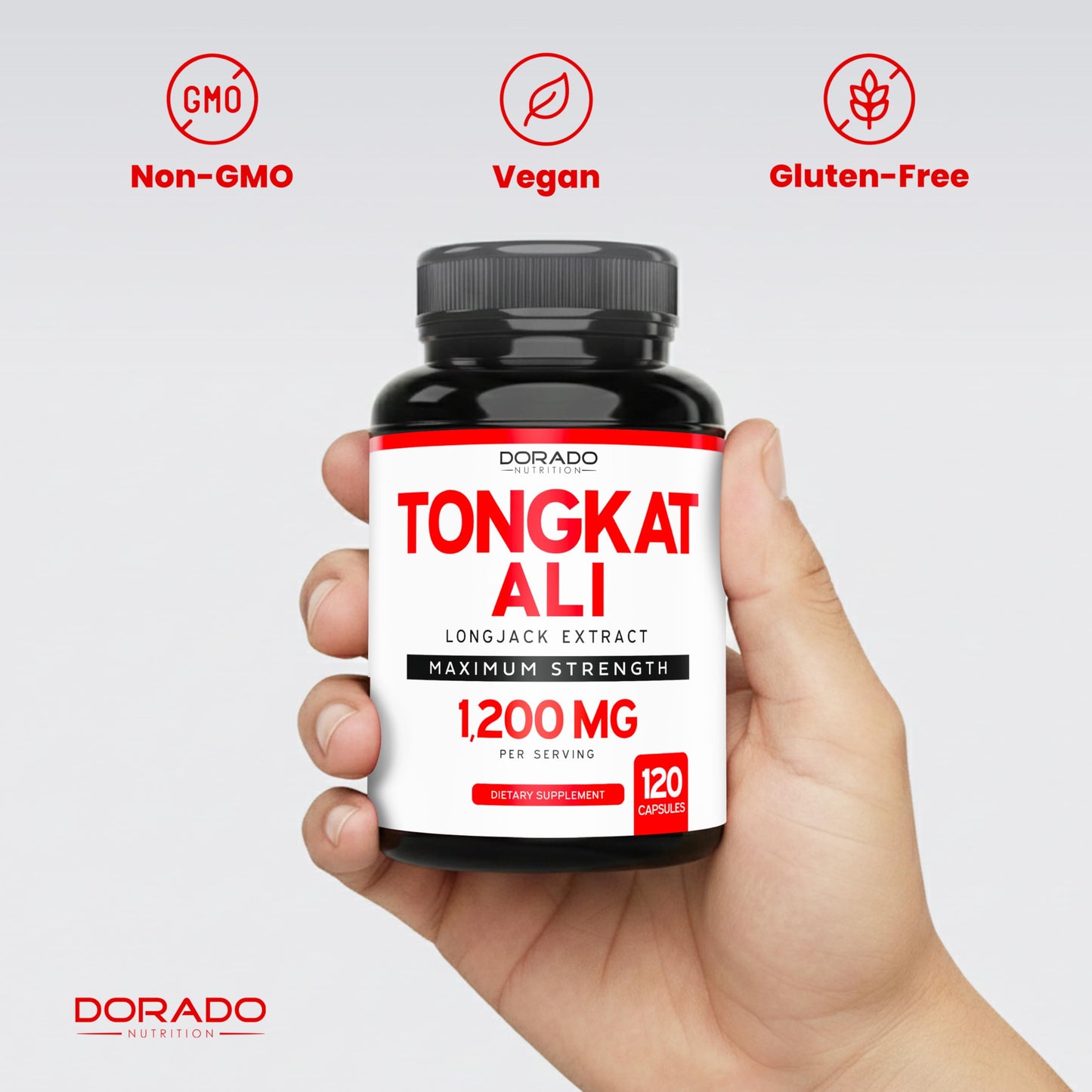 DORADO NUTRITION Tongkat Ali For Men (Longjack) Eurycoma Longifolia Extract 1200mg Per Serving, 120 Capsules