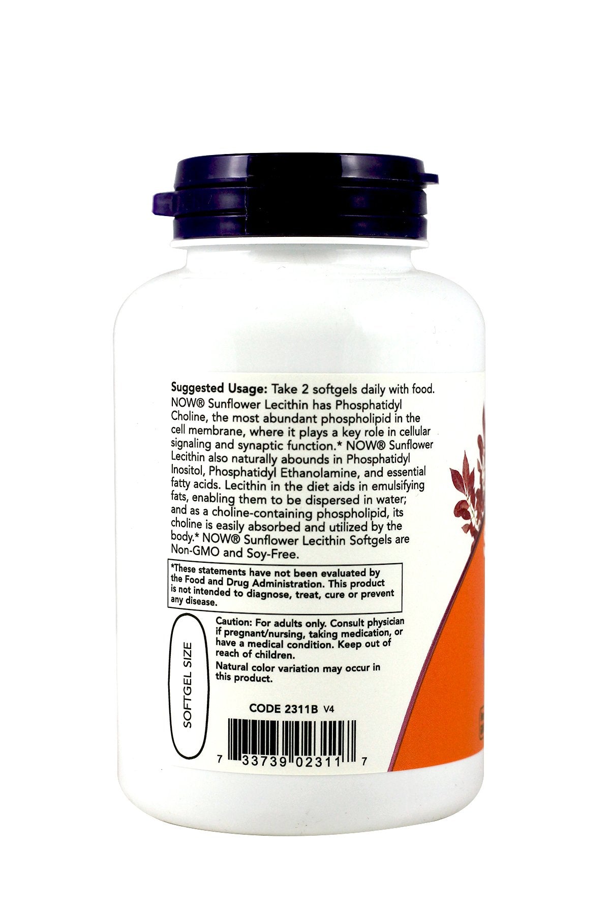 NOW Foods Sunflower Lecithin 1200 mg Softgels, 100 ct