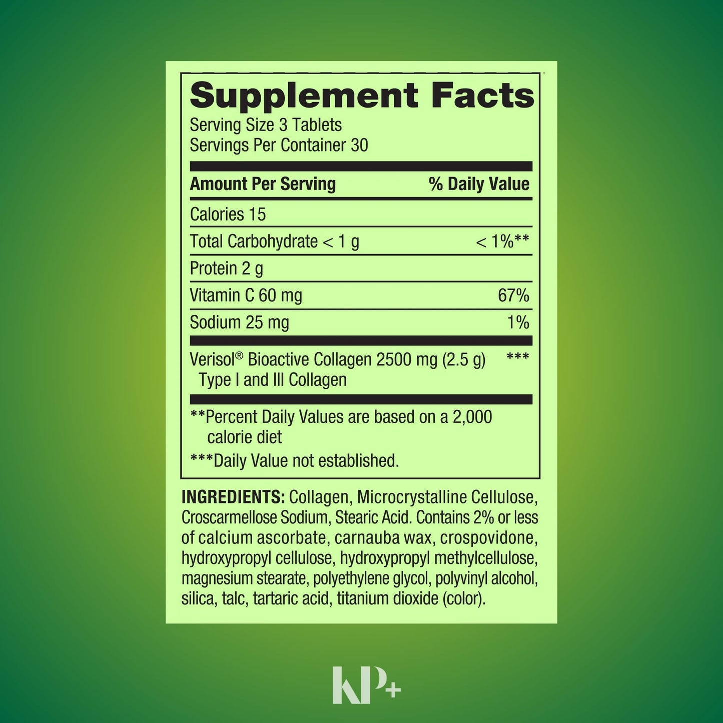 KP+ Collagen + C 2500 mg 90 Tablets