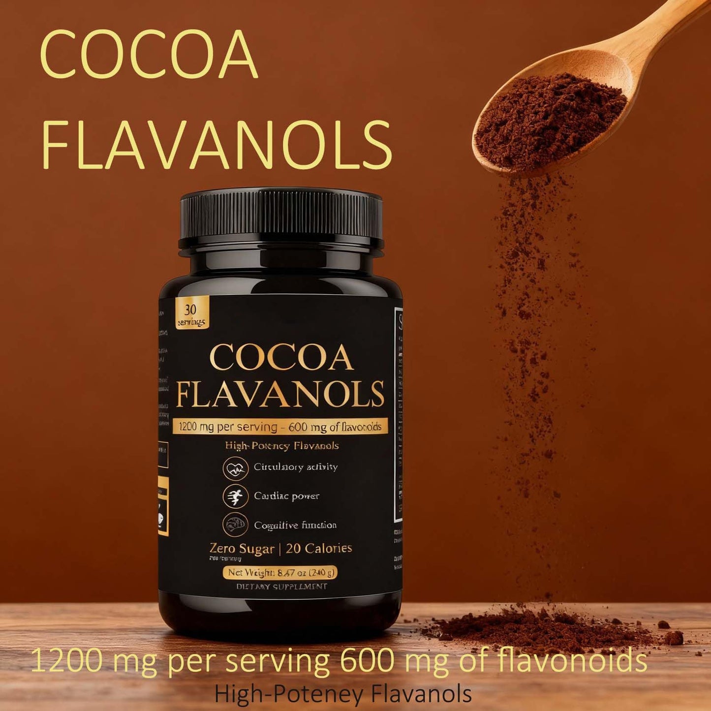 ZYGCDZ High Flavanol Cocoa Powder Supplement 8.47 Ounce