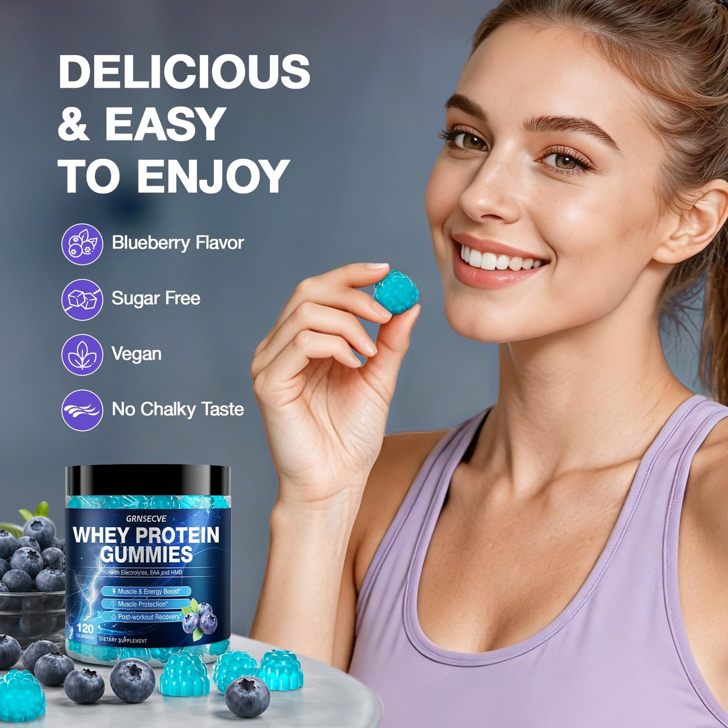 GRNSECVE Whey Protein Gummies Gummy, 120 Count