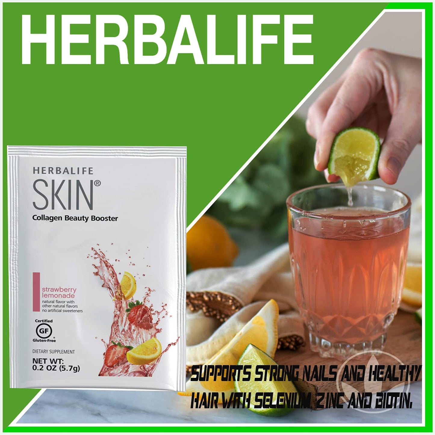 Herbalife Skin Strawberry Lemonade Collagen Beauty Booster Powder 6-Count