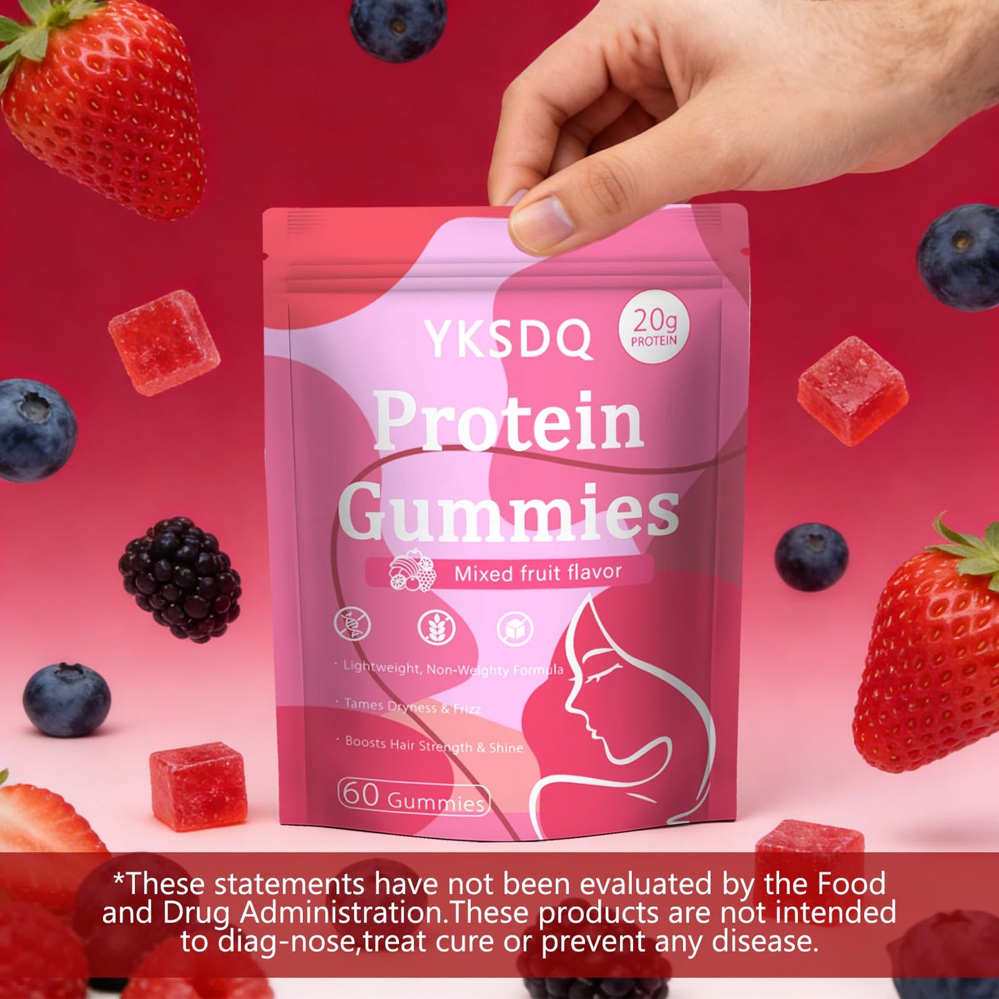 YKSDQ Protein Gummies for Women & Men, 60 Gummies