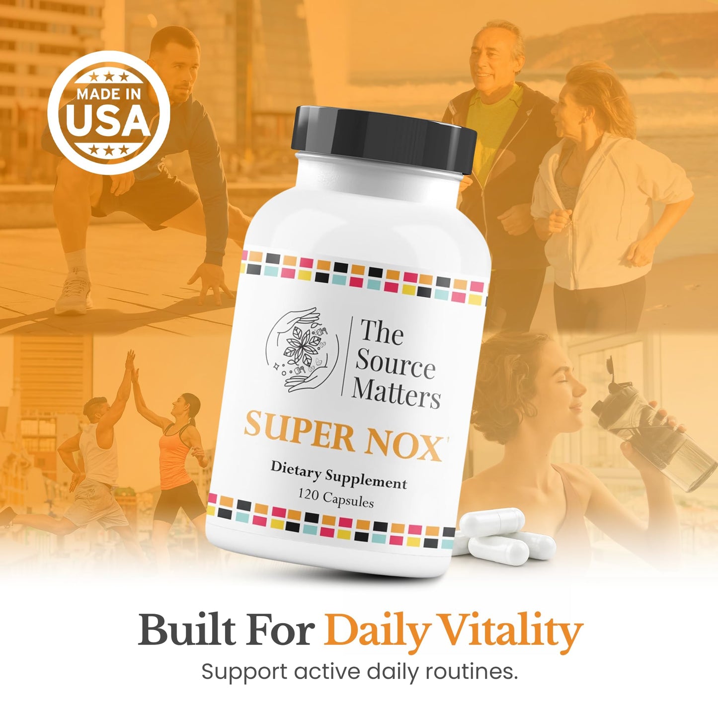 THE SOURCE MATTERS Super NOX Nitric Oxide Supplement with L Citrulline Capsules, 120 Count