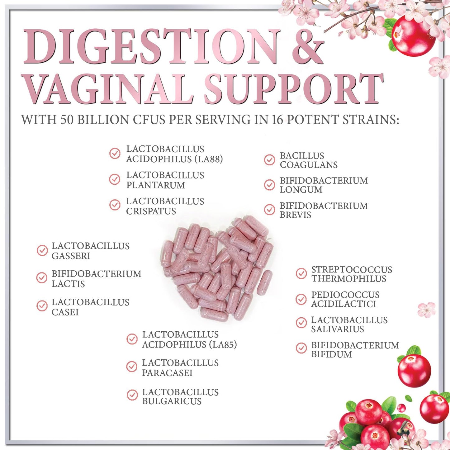 Hello Lovely! Probiotics for Women with Cranberry - 16 Premium Strains for pH Balance - Women Probiotics for Digestive Health, Vaginal & Immune Support - Women's Probiotic Health Capsule, 120