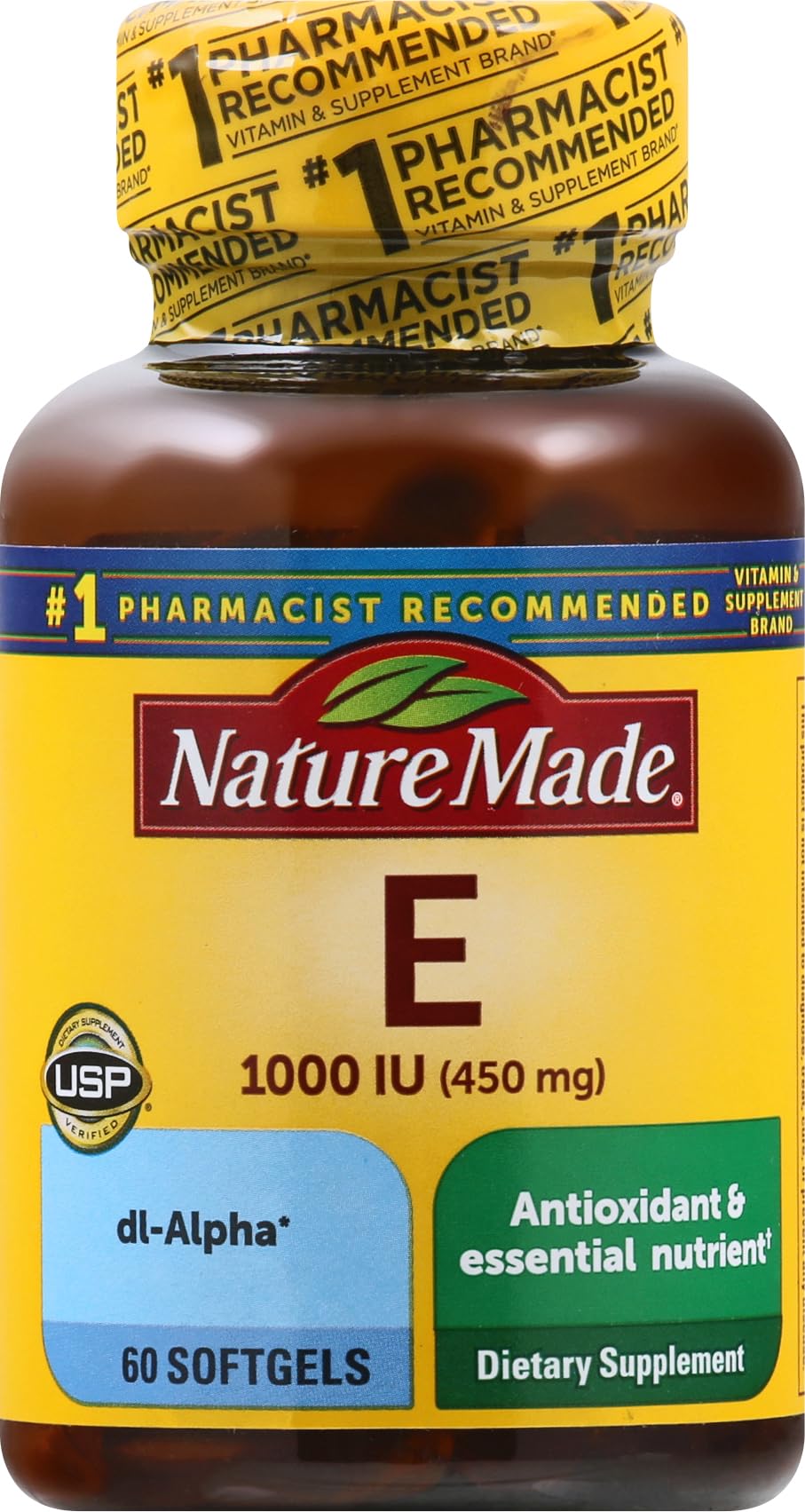 Nature Made Vitamin E 450 mg (1000 IU) dl-Alpha Softgels, 60 Count