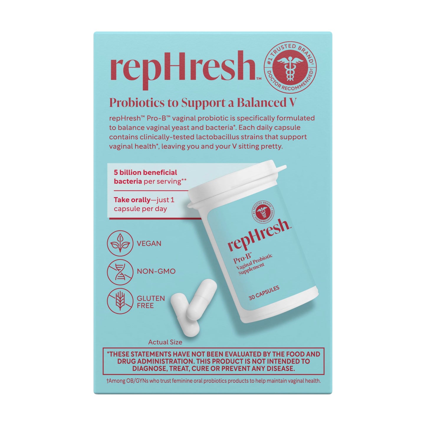 Rephresh Pro-B Vaginal Probiotic Supplement Capsules 30 Count