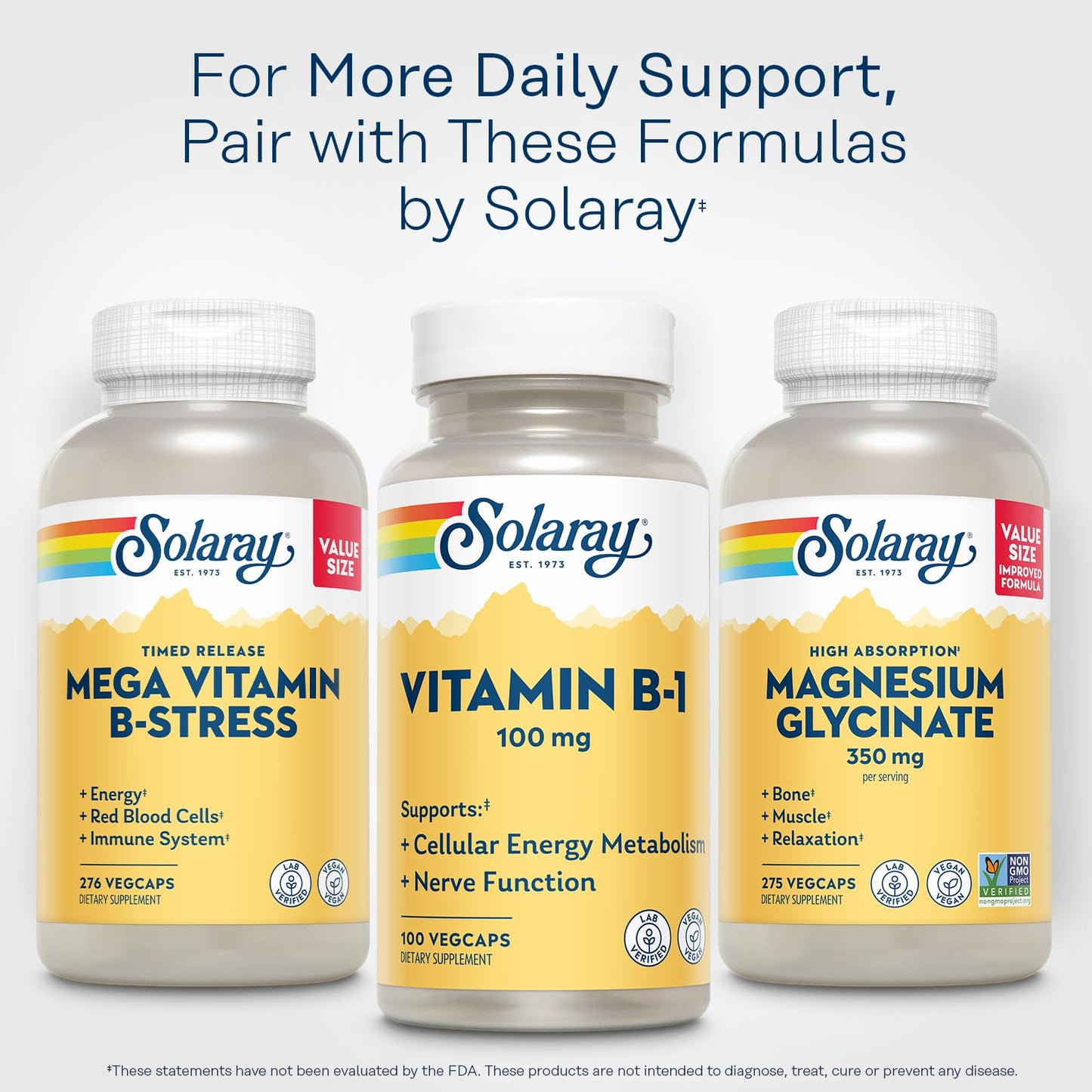 SOLARAY Vitamin B-1 100 mg Capsules, 100 VegCaps