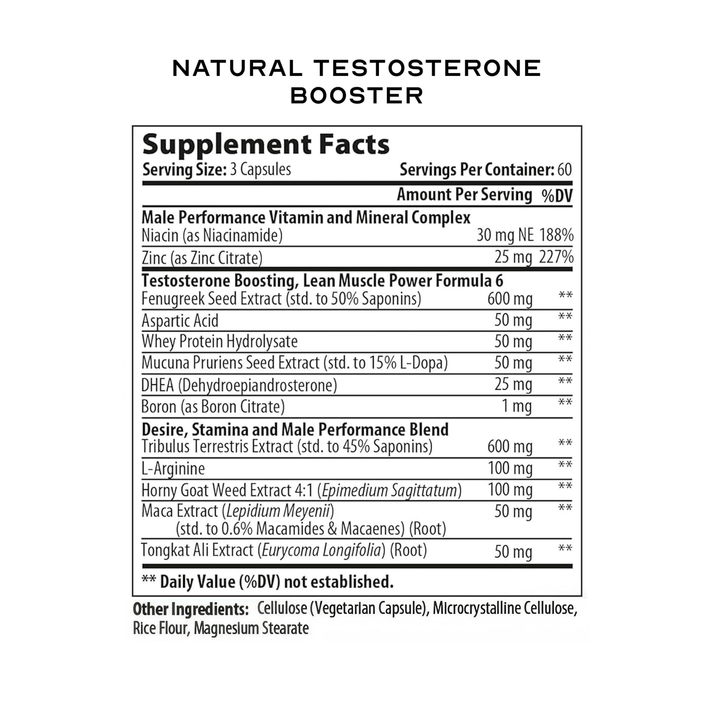 LEAN Nutraceuticals Testosterone Libido Booster Supplement for Men Capsule 180 Count