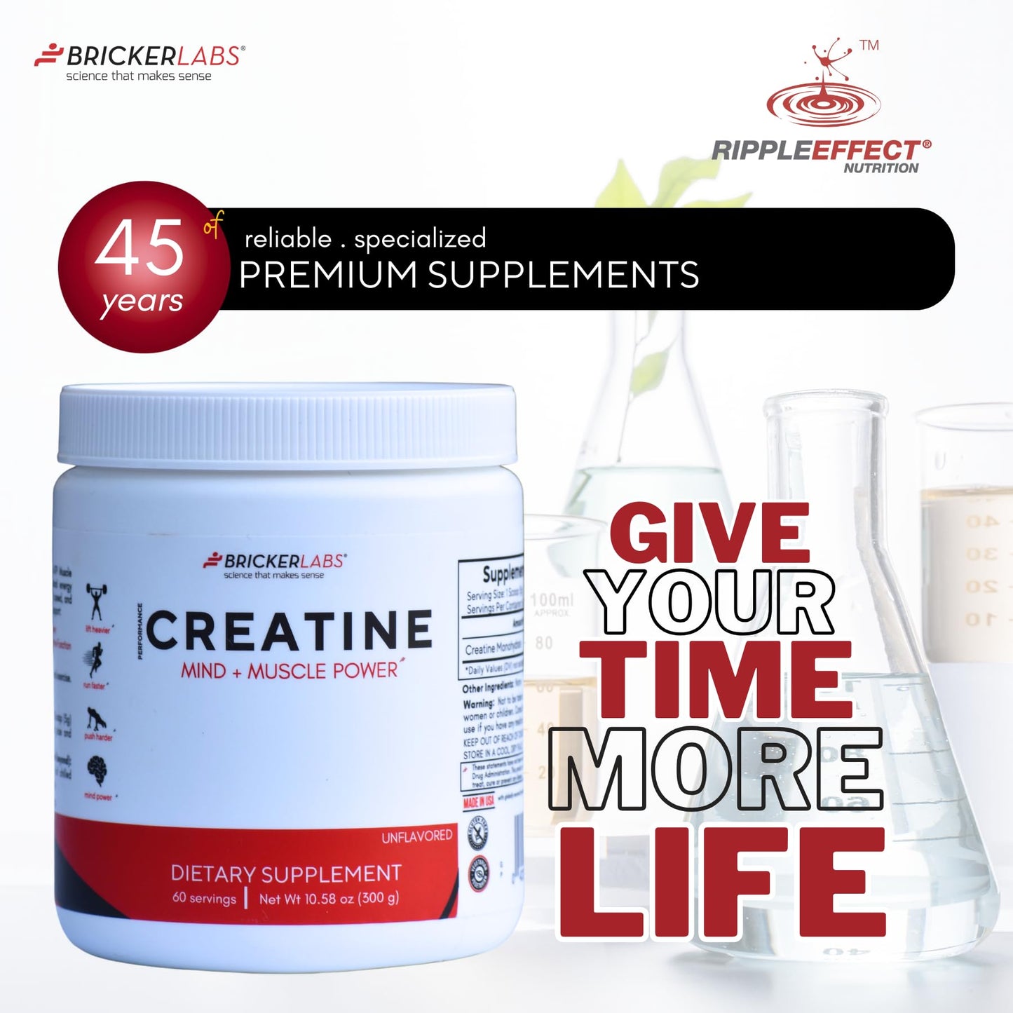 Bricker Labs Creatine Monohydrate Powder, 60 Servings