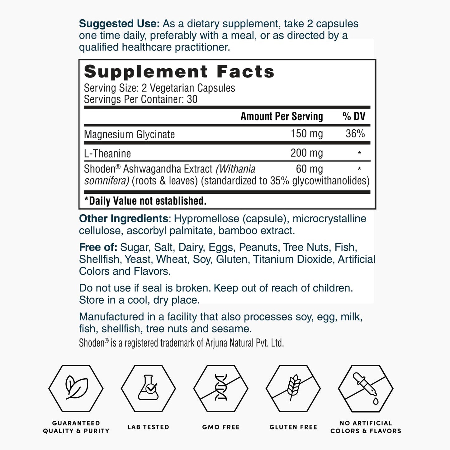 Nature's Lab Gold Magnesium + Ashwagandha with L-Theanine 60 Capsules