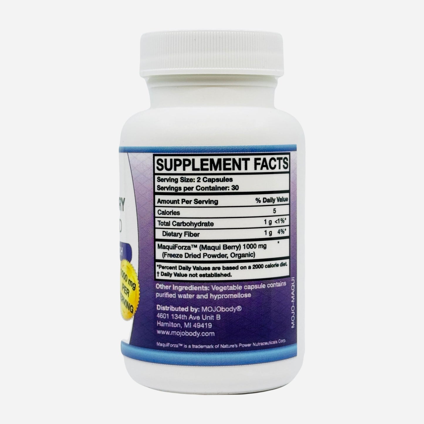 MOJObody Maqui Berry Capsules, 1000mg per Serving, 60 Veggie Capsules