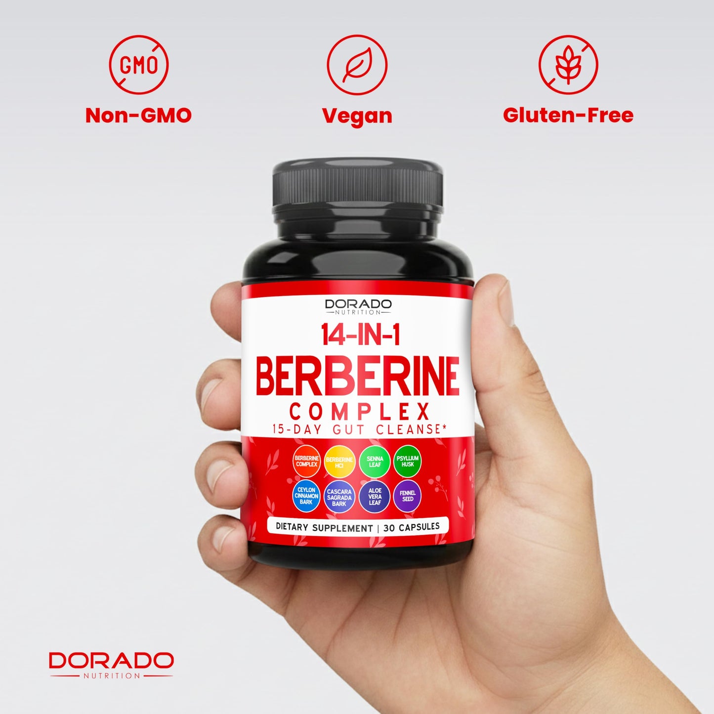 DORADO NUTRITION GLP-1 Berberine 15 Day Gut Cleanse Detox & Metabolism Support for Women & Men Capsule 30 Count