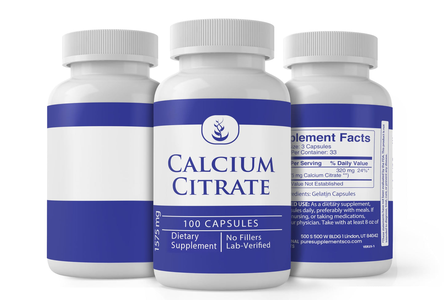 Pure Original Ingredients Calcium Citrate Capsules 100