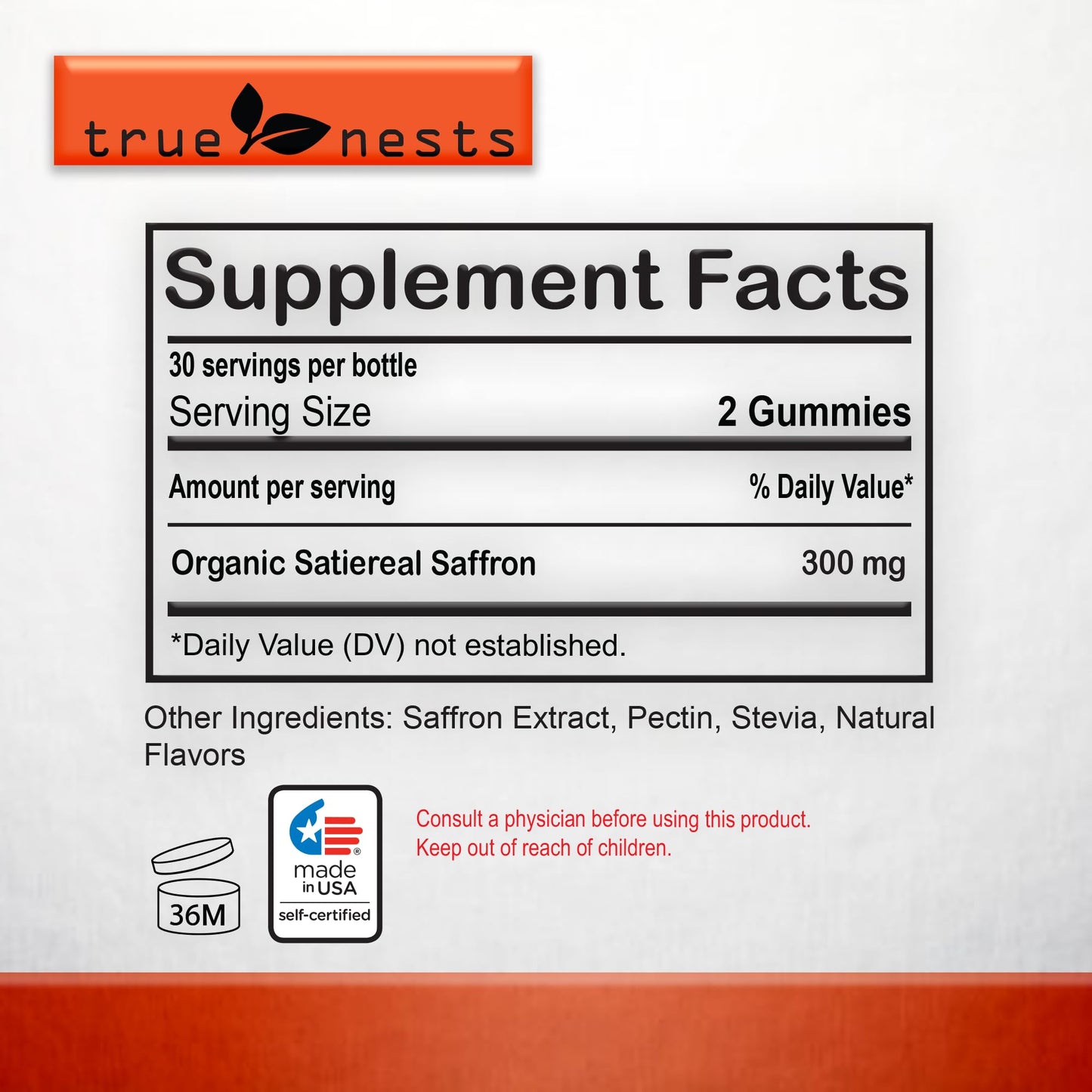 True Nests Saffron Gummies 60 Count