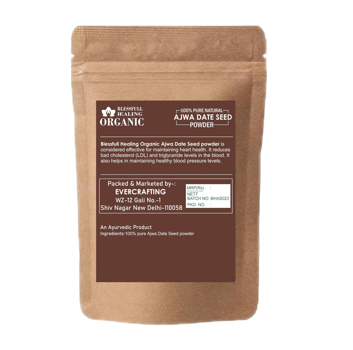 Blessfull Healing Organic Ajwa Date Seed Powder, 200 g (Pack of 2)