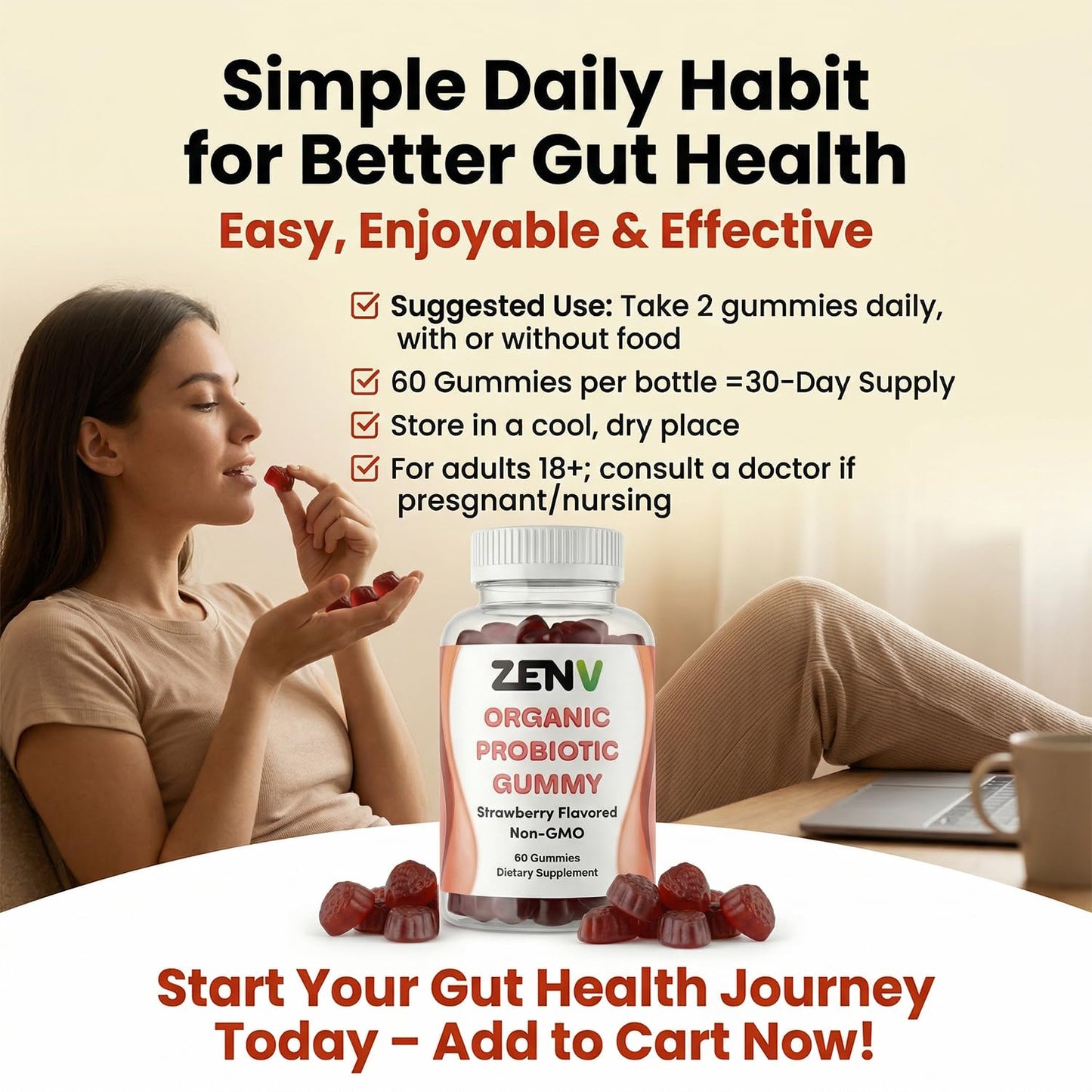 ZENV Probiotic Gummies 60 Count