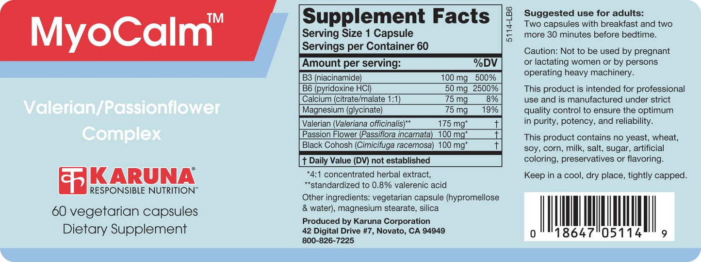 Karuna MyoCalm Vegetarian Capsules, 60 count