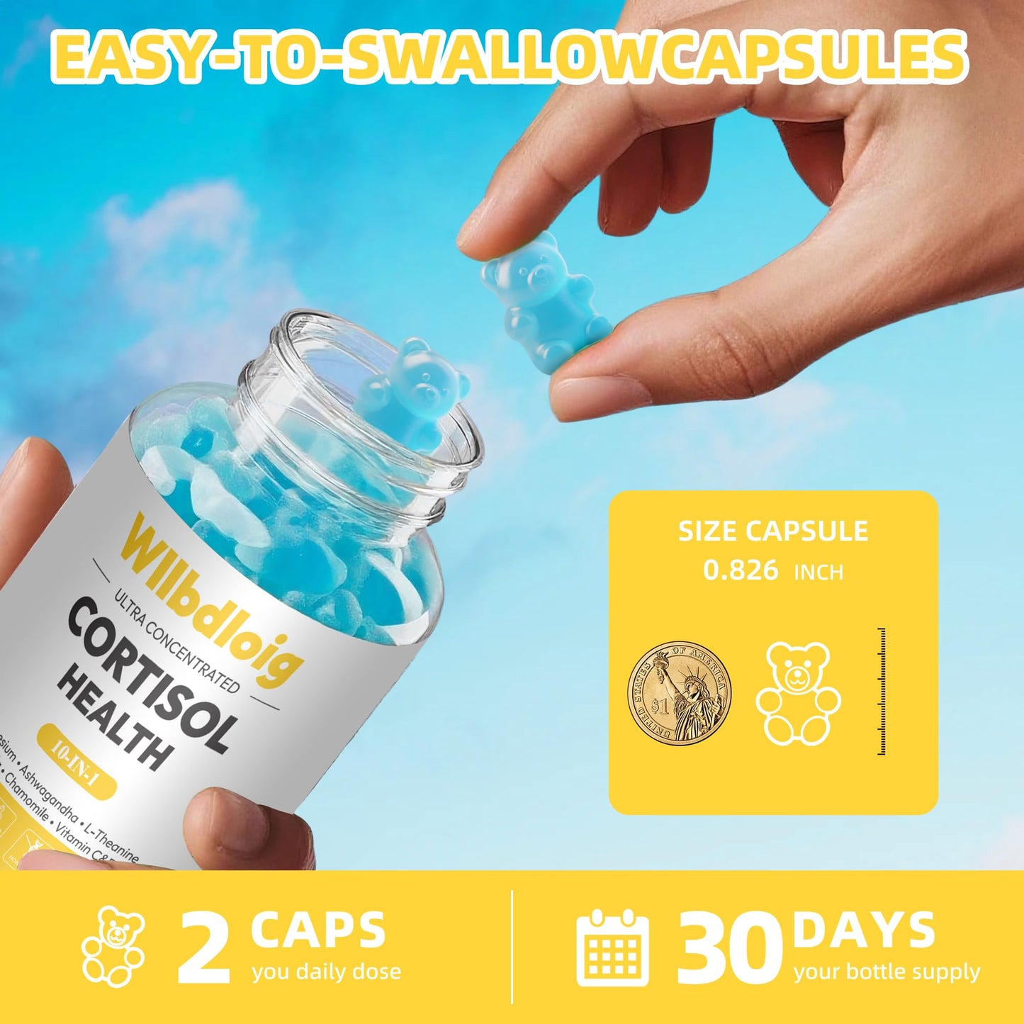 Wllbdloig Cortisol Manager for Stress Relief and Sleep Gummies 120 Count