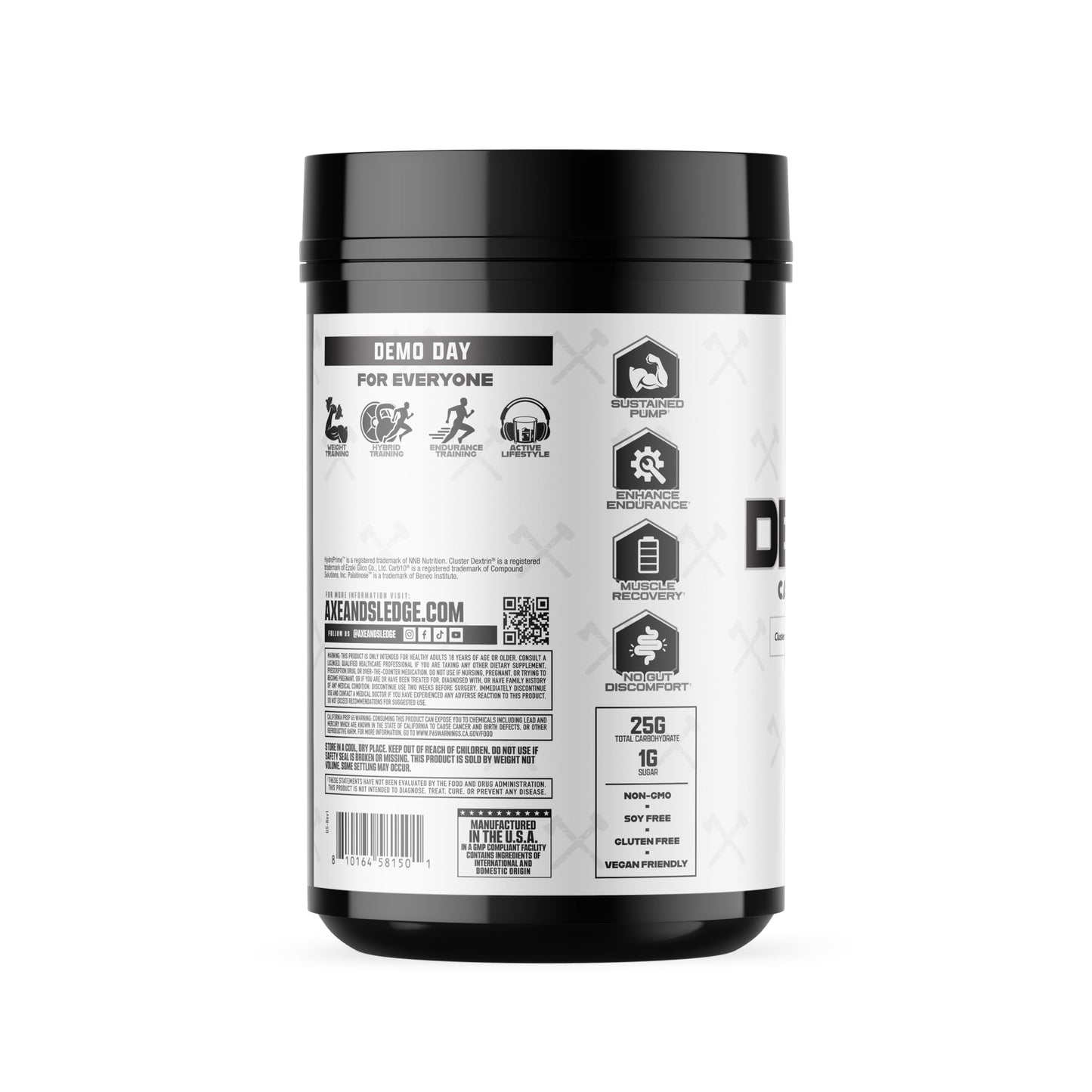 Axe & Sledge Demo Day Intra-Workout Carbohydrate Powder with Cluster Dextrin, Carb10, Hydromax, & Palatinose, Enhances Performance and Pumps, 34.9212 Servings