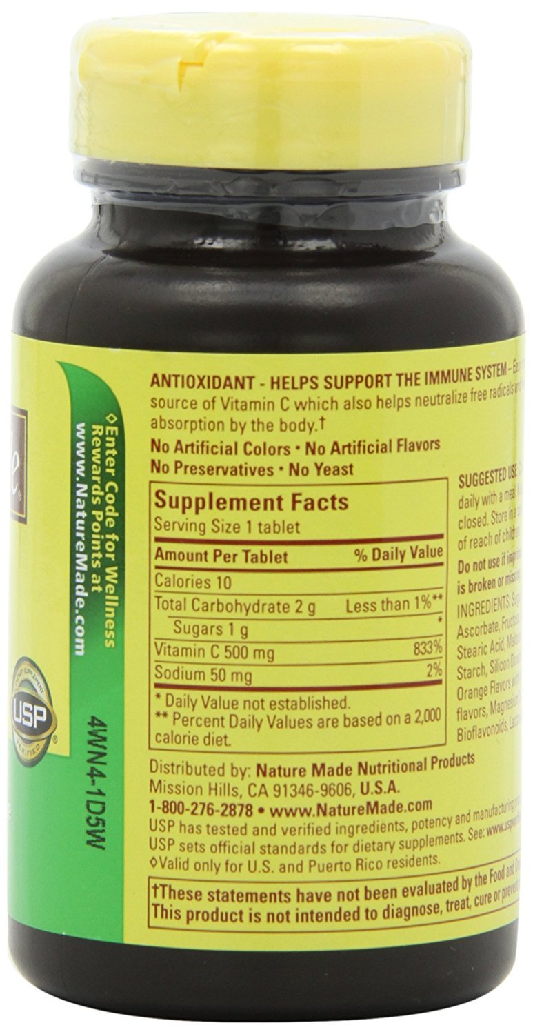 Nature Made Vitamin C 500 mg Chewable Tablets, 180 Count