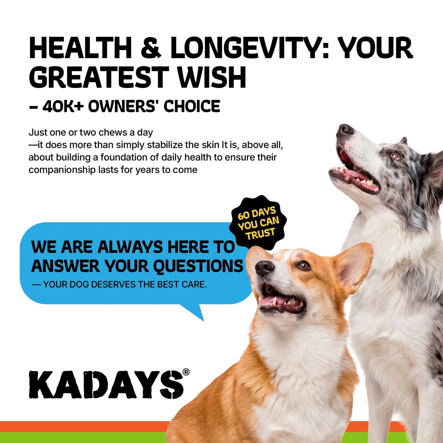 Kadays Omega 3 Skin and Coat Supplement for Dogs Chews, 200