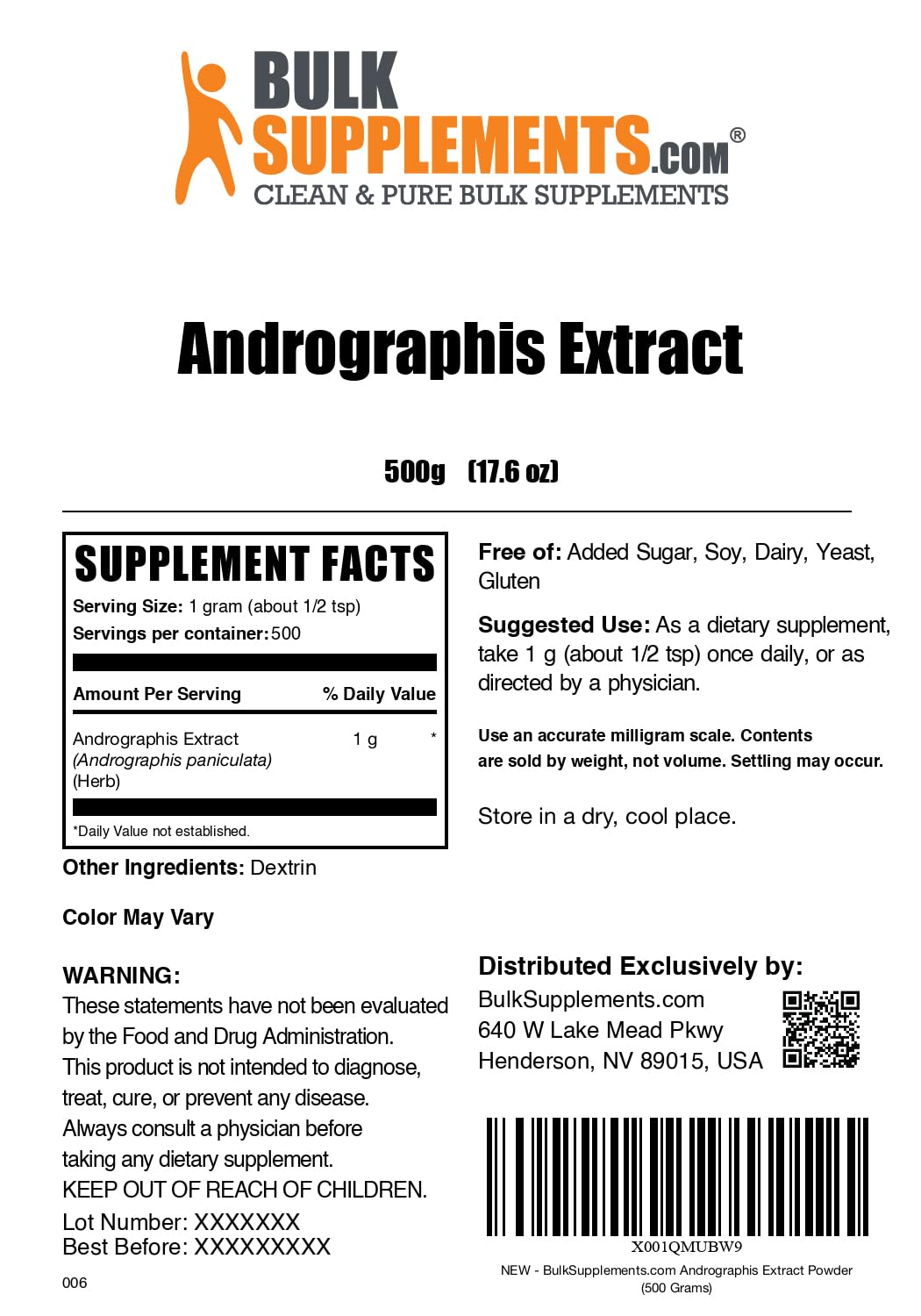 BulkSupplements Andrographis Extract Powder 17.64 Ounce