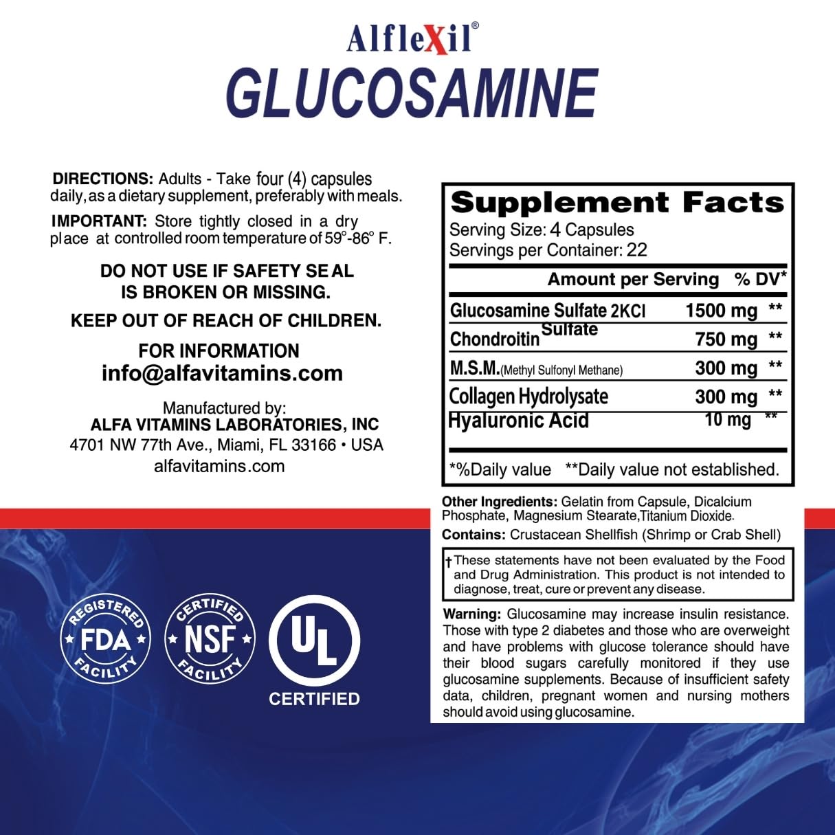 ALFLEXIL Glucosamine & Chondroitin Nutritional Supplement Capsules, 360