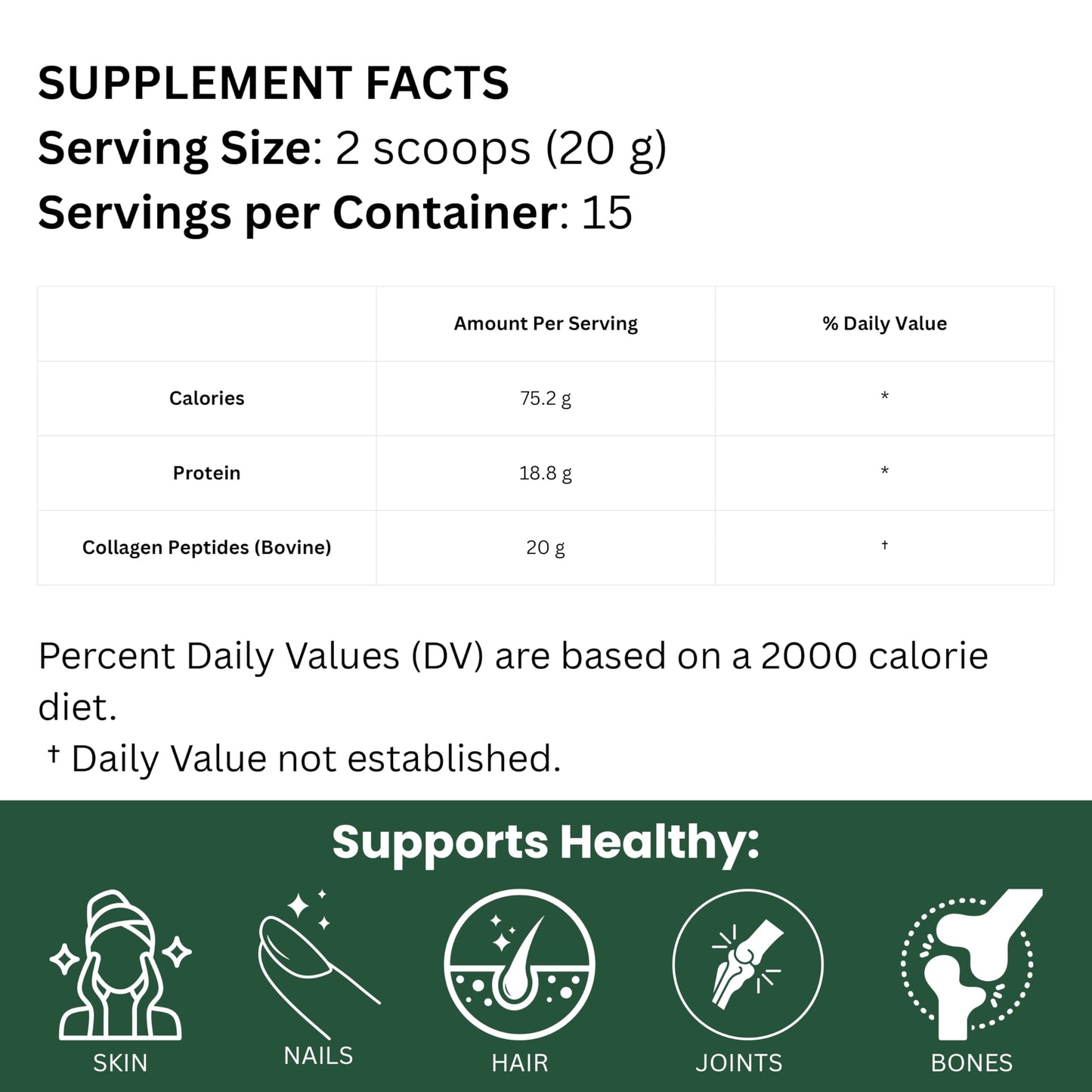 WHOLESOME SCIENCE Hydrolyzed Bovine Collagen Peptides Powder 7.05 Ounce