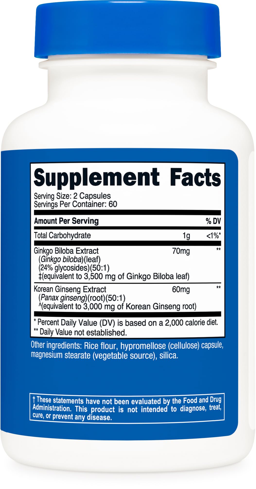 Nutricost Ginkgo + Ginseng Supplement Capsule 120 Count